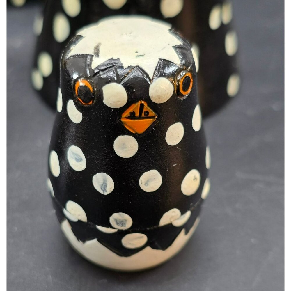 Polka Dot Wooden Chicken Nesting Dolls Set By Authentic Models 5" CR2031 - Picture 8 of 13